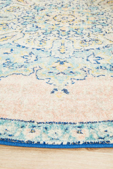 Isla Bohemian Pink & Blue Round Rug